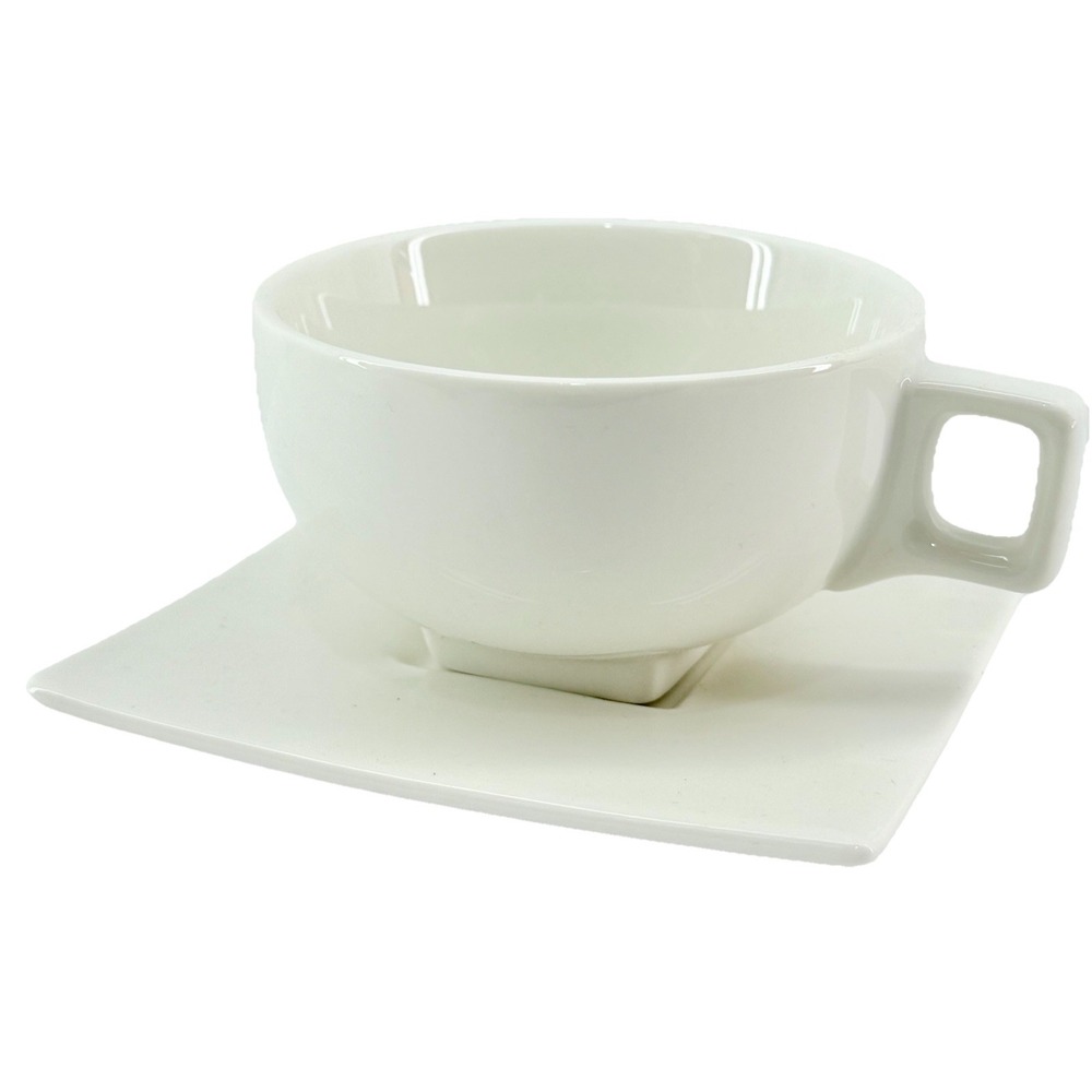 Tea Forté Cup & Saucer Set 2 – White Porcelain Contemporary Square Design‎ NWOB - Picture 2 of 7